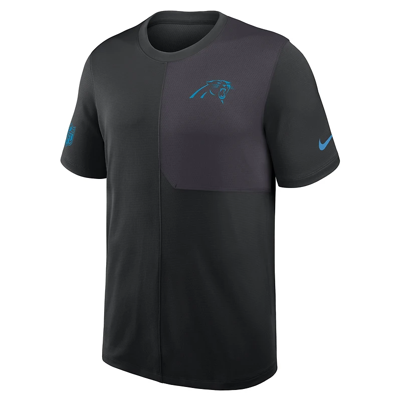 T-shirt d'entraîneur Nike Black Carolina Panthers Sideline UV Dri-Fit pour homme