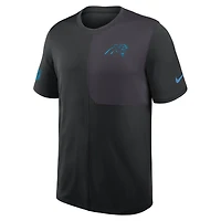 T-shirt d'entraîneur Nike Black Carolina Panthers Sideline UV Dri-Fit pour homme