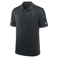 Polo Nike noir Carolina Panthers Sideline Victory Stripe Dri-FIT pour homme