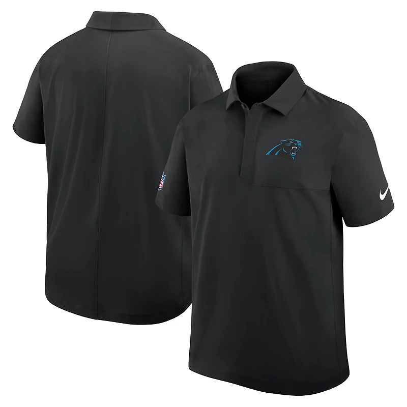 Polo tissé Nike noir Carolina Panthers Sideline Dri-FIT pour homme