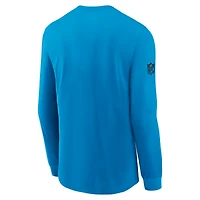 T-shirt Nike bleu à manches longues Dri-FIT pour homme, Carolina Panthers