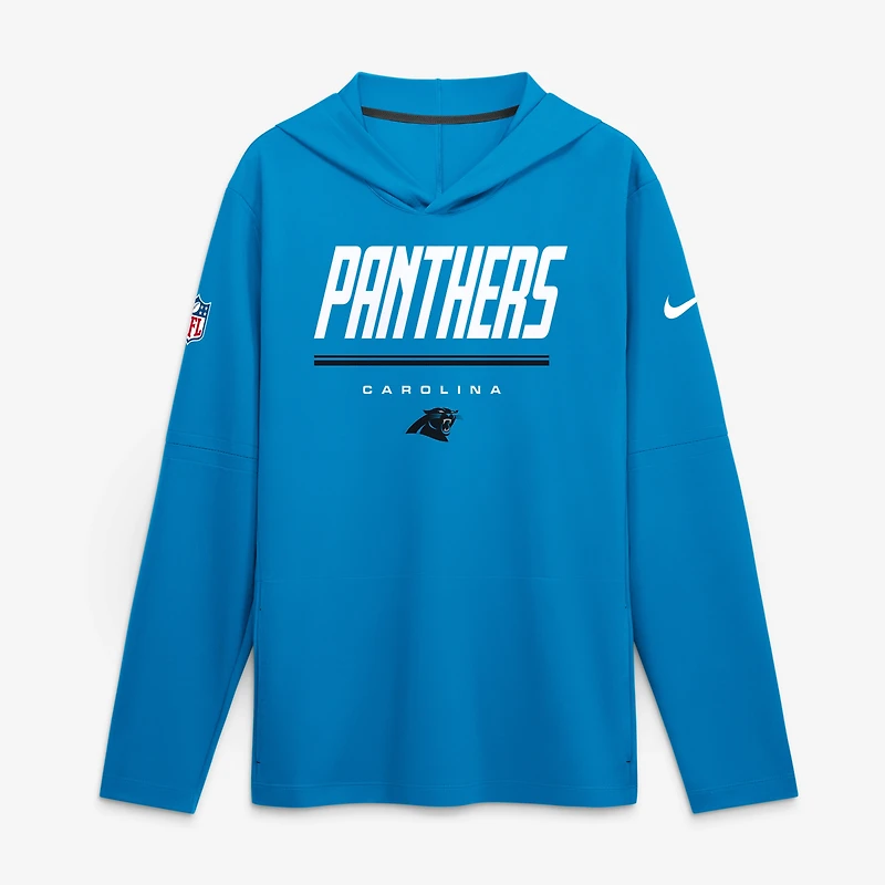 Men's Nike  Blue Carolina Panthers Sideline Lightweight Long Sleeve Hooded Dri-FIT Top
