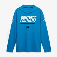 Men's Nike  Blue Carolina Panthers Sideline Lightweight Long Sleeve Hooded Dri-FIT Top