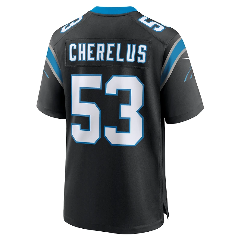 Maillot de match l'équipe Nike Claudin Cherelus pour hommes, noir, Carolina Panthers
