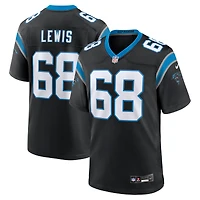 Maillot de match Nike Damien Lewis noir Carolina Panthers pour homme