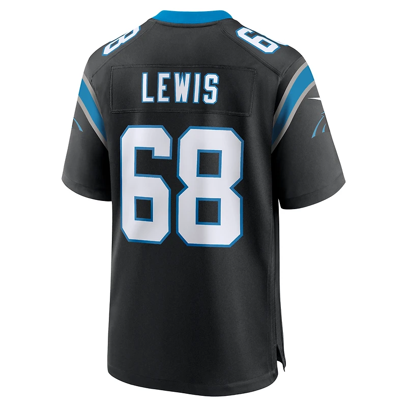 Men's Nike Damien Lewis Black Carolina Panthers Game Jersey