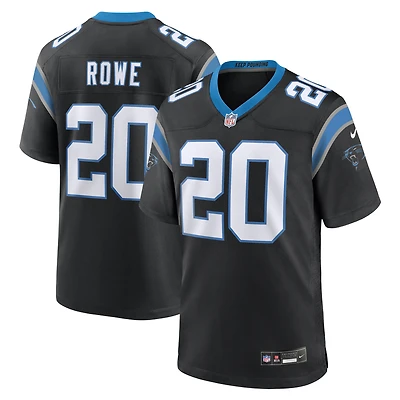 Maillot de match d'équipe des Panthers la Caroline noirs Nike Eric Rowe pour homme