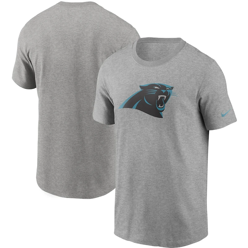 Men's Nike Heather Gray Carolina Panthers Primetime Logo Essential T-Shirt
