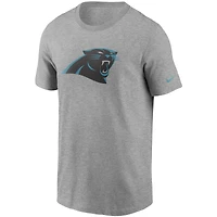 Men's Nike Heather Gray Carolina Panthers Primetime Logo Essential T-Shirt
