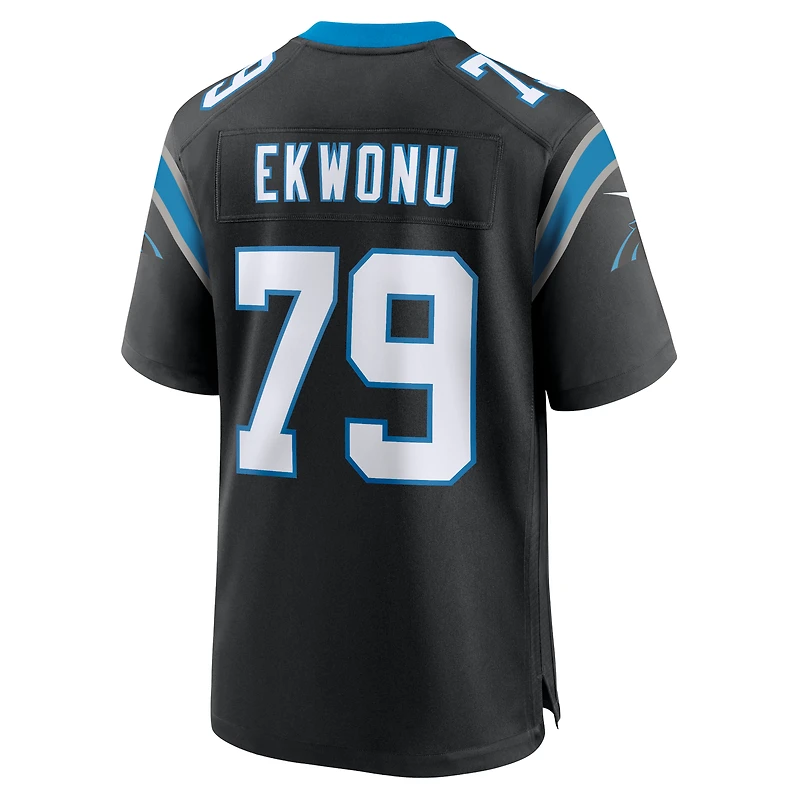 Maillot de match Nike Ikem Ekwonu pour hommes, noir, Carolina Panthers