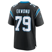 Maillot de match Nike Ikem Ekwonu pour hommes, noir, Carolina Panthers