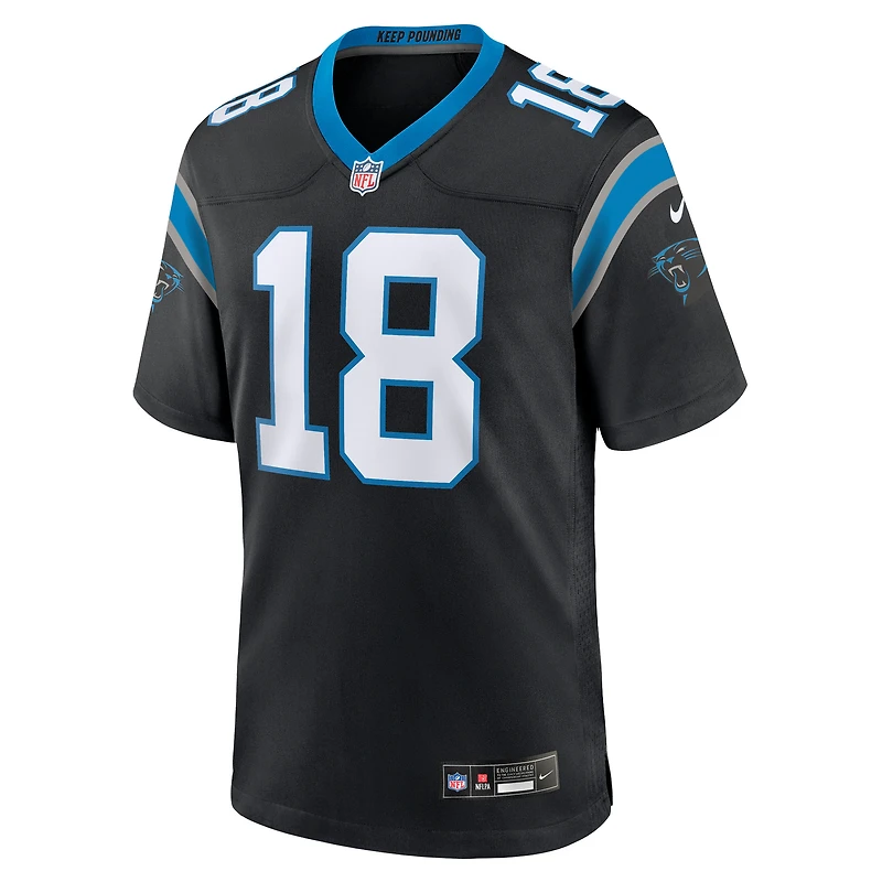 Maillot Nike Jalen Coker noir pour homme, équipe des Carolina Panthers