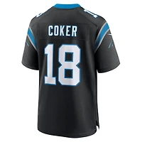 Maillot Nike Jalen Coker noir pour homme, équipe des Carolina Panthers