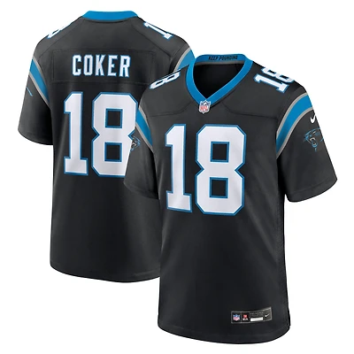 Maillot Nike Jalen Coker noir pour homme, équipe des Carolina Panthers