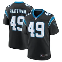 Maillot de match Nike Jon Rhattigan noir Carolina Panthers pour homme