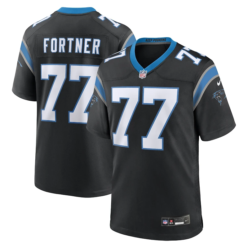 Maillot de match Nike Luke Fortner noir des Panthers la Caroline pour homme