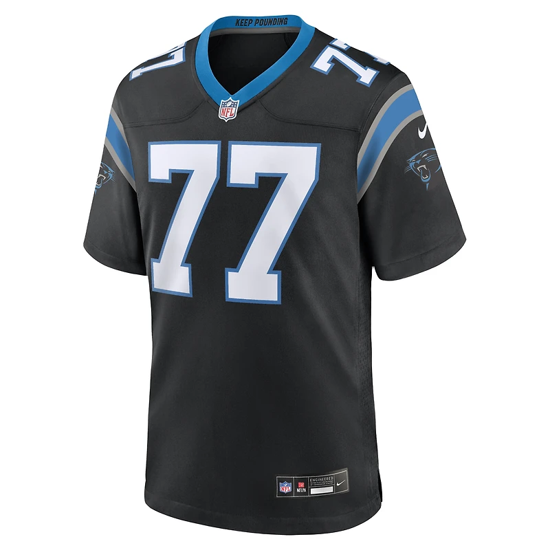 Men's Nike Luke Fortner Black Carolina Panthers Team Game Jersey