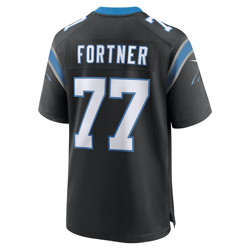 Men's Nike Luke Fortner Black Carolina Panthers Team Game Jersey