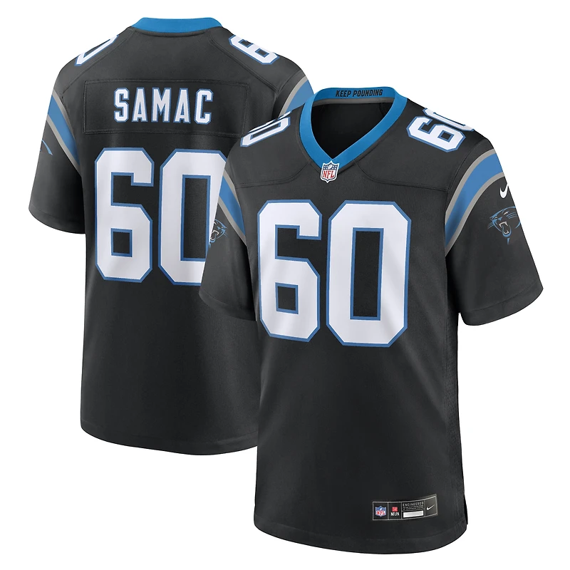Men's Nike Nick Samac Black Carolina Panthers Team Game Jersey