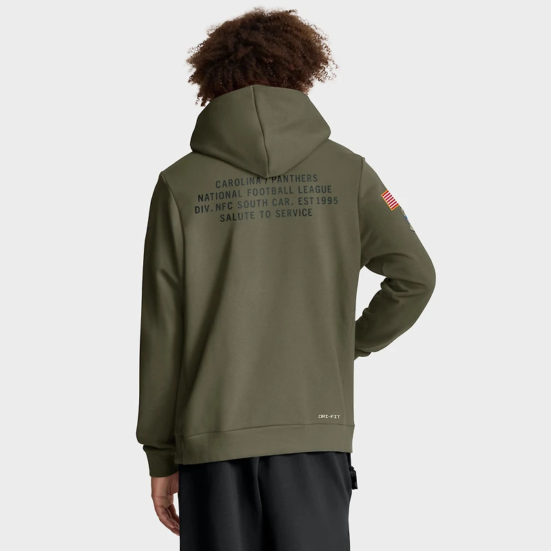 Men's Nike Olive Carolina Panthers 2025 Salute to Service Sideline Standard Issue Dri-FIT Hoodie
