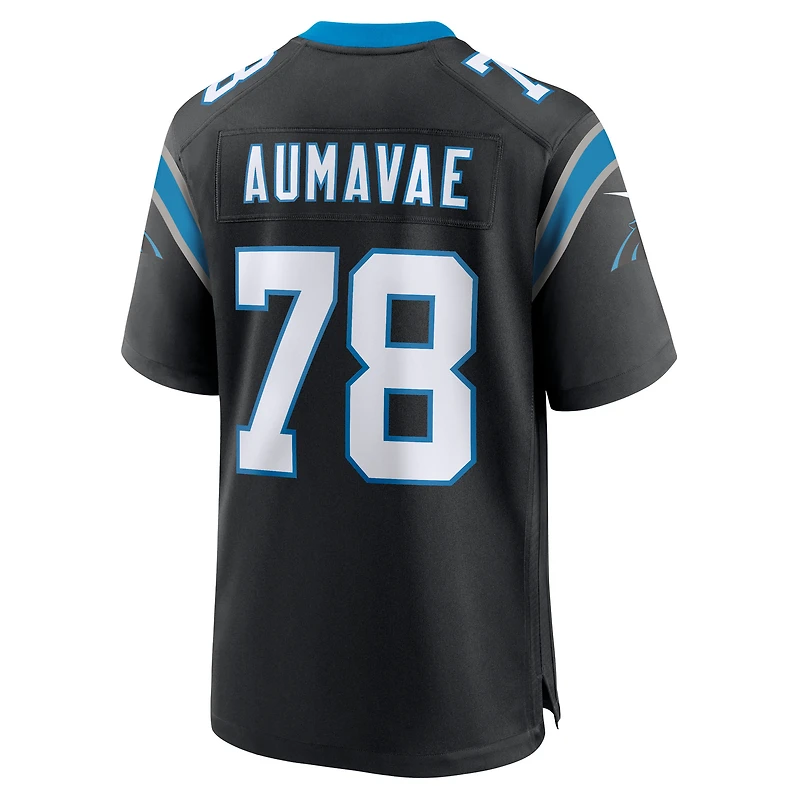 Maillot Nike Popo Aumavae noir pour homme, équipe des Carolina Panthers