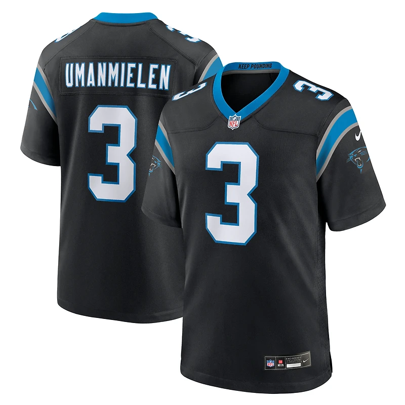 Maillot de match Nike Princely Umanmielen noir pour homme des Carolina Panthers