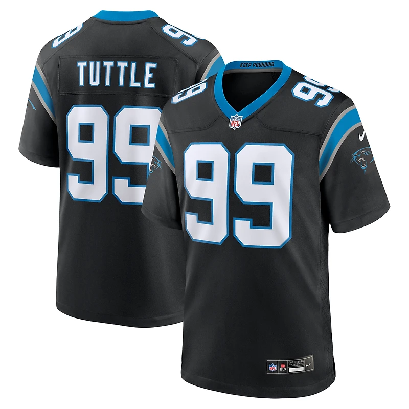 Maillot de match Nike Shy Tuttle noir pour homme des Carolina Panthers