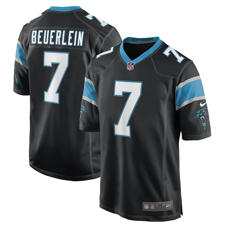 Maillot de joueur retraité Nike Steve Beuerlein pour hommes, noir des Carolina Panthers