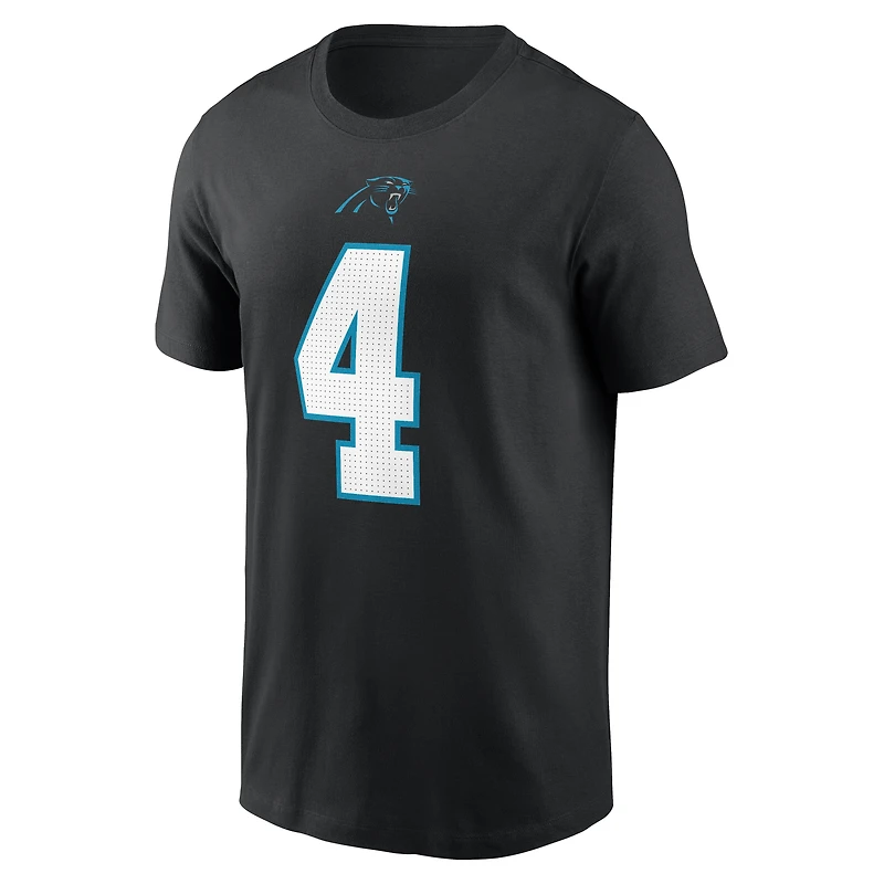 T-shirt Nike pour homme Tetairoa McMillan noir des Panthers de la Caroline, avec nom et numéro