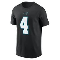 T-shirt Nike pour homme Tetairoa McMillan noir des Panthers de la Caroline, avec nom et numéro