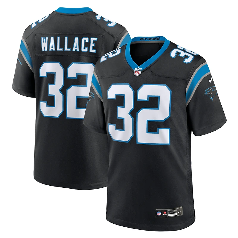 Maillot Nike Trevin Wallace noir pour homme, équipe des Carolina Panthers
