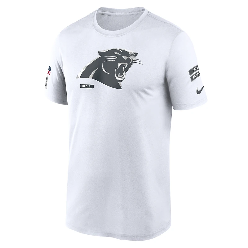 T-shirt Nike blanc Carolina Panthers 2024 Salute To Service Rewind Legend Performance pour homme