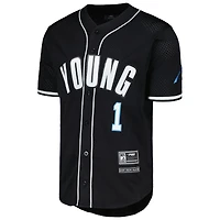 Men's Pro Standard Bryce Young Black Carolina Panthers Mesh Baseball Button-Up T-Shirt