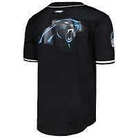 Men's Pro Standard Bryce Young Black Carolina Panthers Mesh Baseball Button-Up T-Shirt