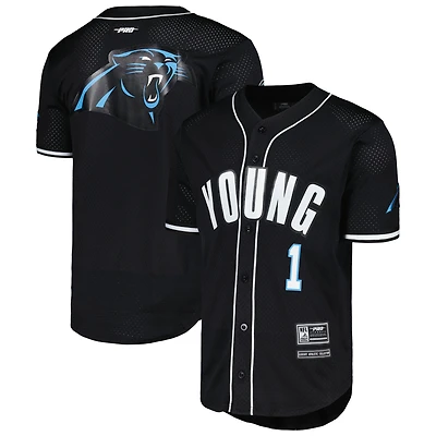 T-shirt boutonné de baseball en maille Pro Standard Bryce Young Black Carolina Panthers pour hommes