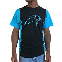 Men's Refried Apparel Black/Blue Carolina Panthers Sustainable Upcycled Split T-Shirt