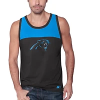 Men's Starter Black/Blue Carolina Panthers Touchdown Fashion - Tank Top