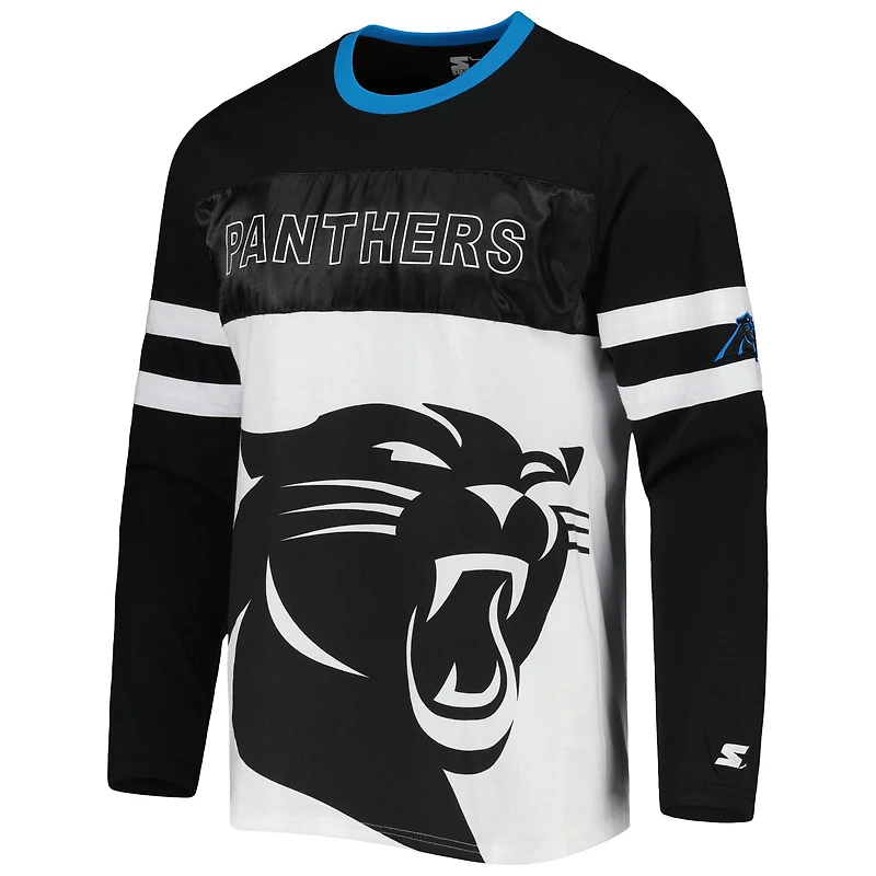 Men's Starter Black/White Carolina Panthers Halftime Long Sleeve T-Shirt