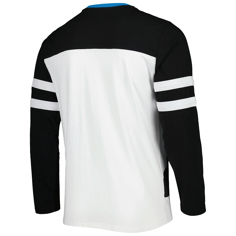 T-shirt à manches longues la mi-temps des Panthers de Caroline Starter noir/blanc pour homme