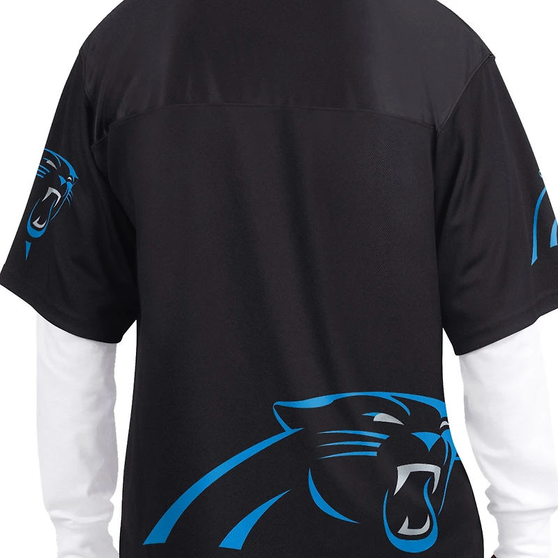 Men's Starter Black/White Carolina Panthers Short Sleeve & Long T-Shirt Combo Pack