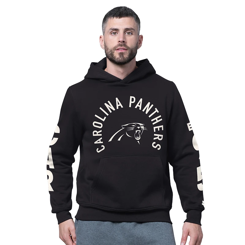 Men's Starter Black Carolina Panthers Handoff Fleece Hoodie Sweatshirt