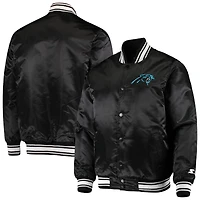 Veste Starter Black Carolina Panthers Lockerroom Satin Varsity Full-Snap pour homme