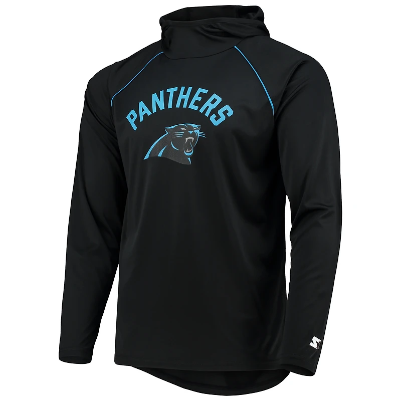 T-shirt à capuche manches longues raglan Starter Black Carolina Panthers pour homme