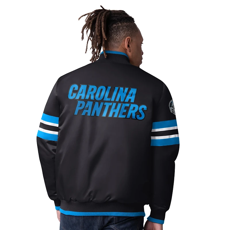 Veste universitaire à boutons-pression Starter Black Carolina Panthers Scout I pour homme