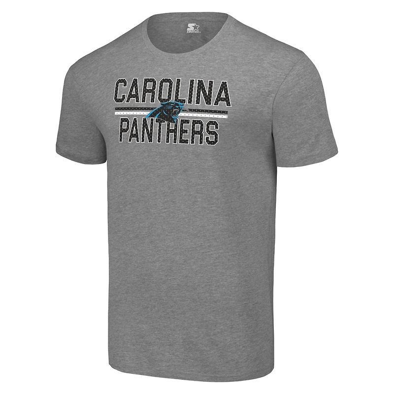 T-shirt gris chiné Starter pour homme, imprimé en maille, équipe des Carolina Panthers