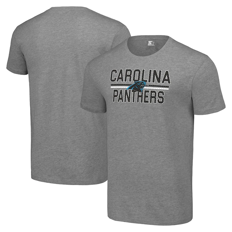 T-shirt gris chiné Starter pour homme, imprimé en maille, équipe des Carolina Panthers