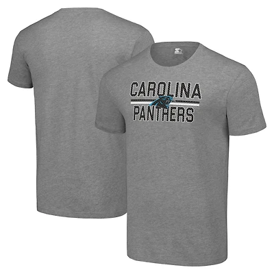 T-shirt gris chiné Starter pour homme, imprimé en maille, équipe des Carolina Panthers