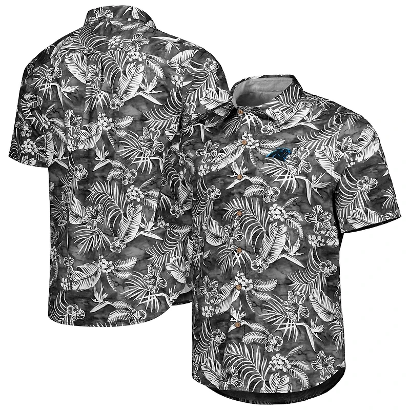 Chemise Tommy Bahama noire Carolina Panthers Aqua Lush à boutons pour homme