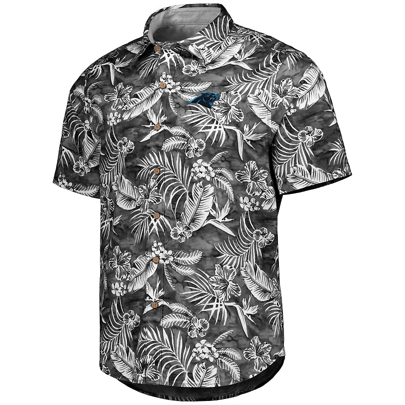 Chemise Tommy Bahama Black Carolina Panthers Aqua Lush entièrement boutonnée pour homme