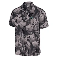 Men's Tommy Bahama Black Carolina Panthers Coast Nuevo Fronds Camp Button-Up Shirt